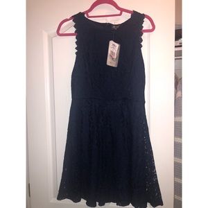 Kohls Navy Blue Sleeveless Lace Dress size L